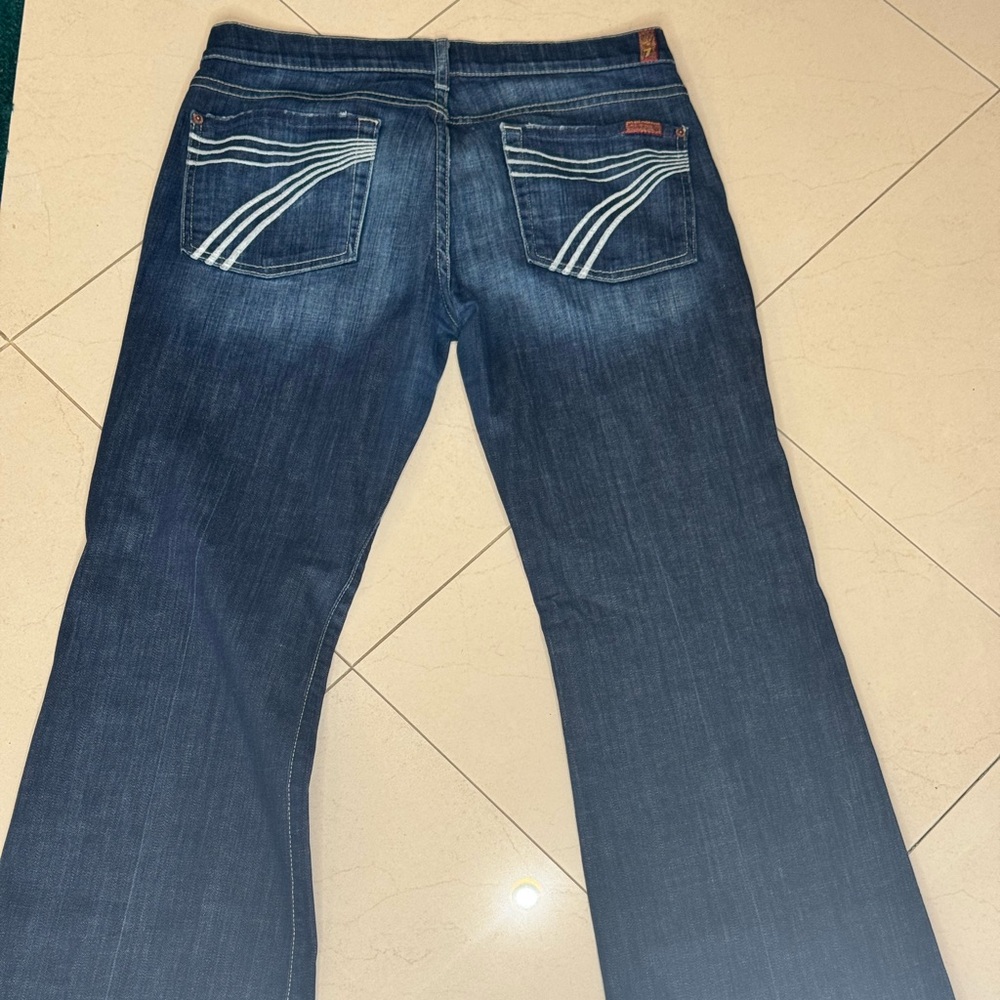 7 For All Mankind Dark Blue Wide Leg Jeans